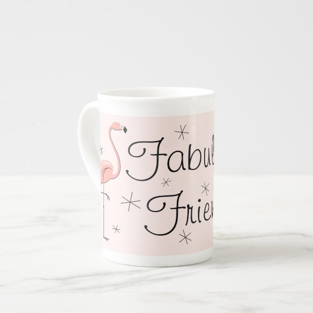 Flamingo Pink Fabulous Friend! bone china mug (Front Left)