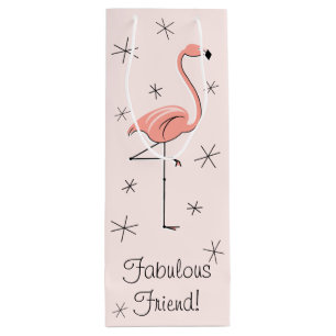 Flamingo Pink 'Fabulous Friend!' gift bag bottle