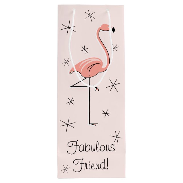 Flamingo Pink 'Fabulous Friend!' gift bag bottle (Back)