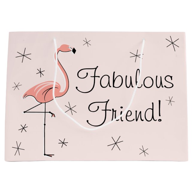 Flamingo Pink 'Fabulous Friend!' gift bag large (Front)