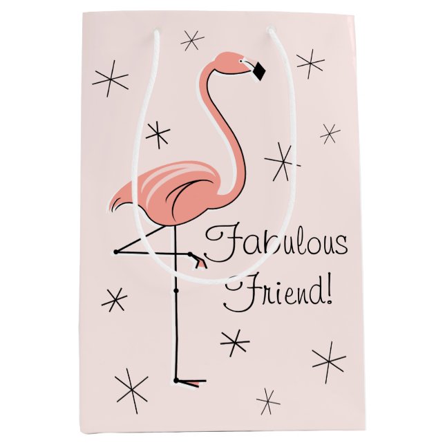 Flamingo Pink 'Fabulous Friend!' gift bag medium (Front)