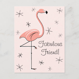 Flamingo Pink Fabulous Friend! vertical postcard