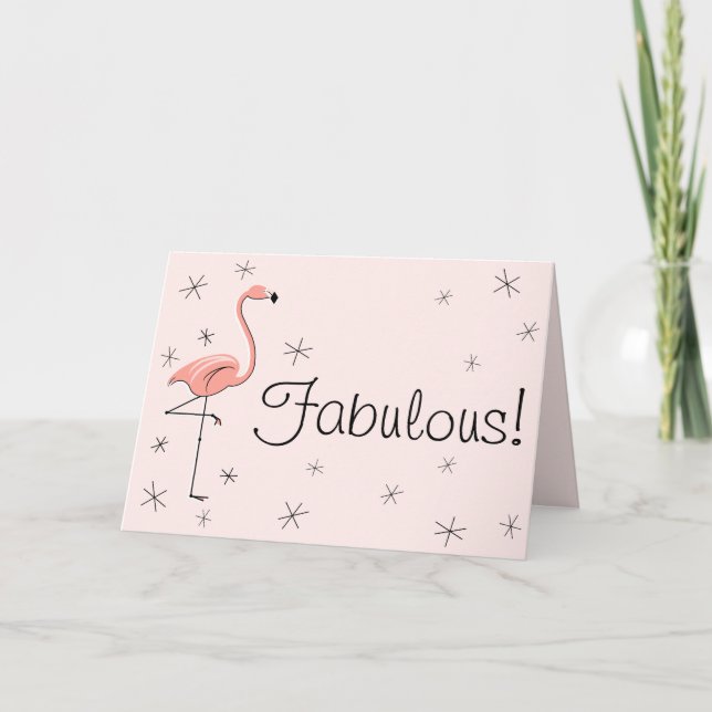Flamingo Pink Fabulous! greetings card (Front)