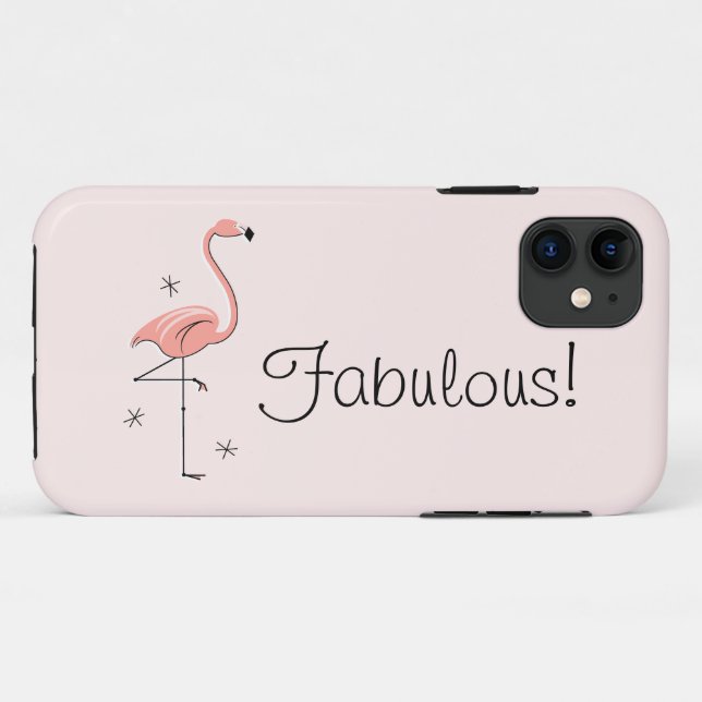 Flamingo Pink 'Fabulous!' iPhone 11 case (Back (Horizontal))