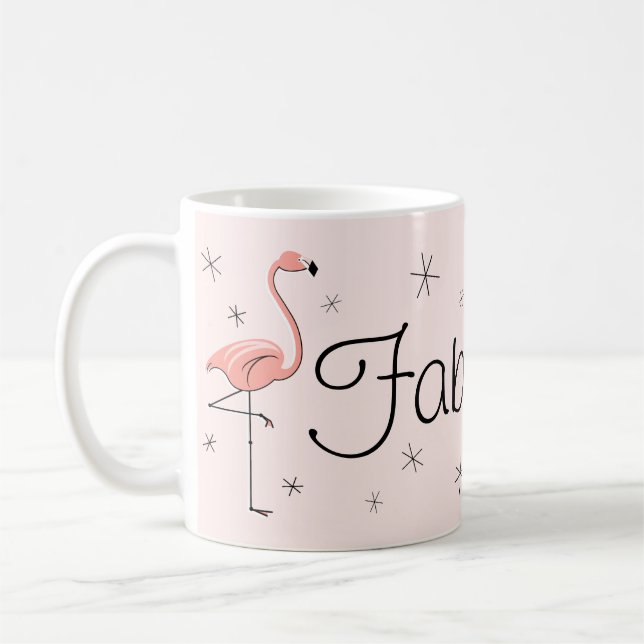 Flamingo Pink 'Fabulous!' mug (Left)