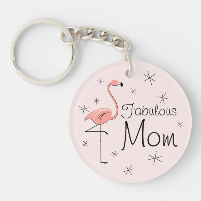 Flamingo Pink 'Fabulous Mum' acrylic keychain (Front)