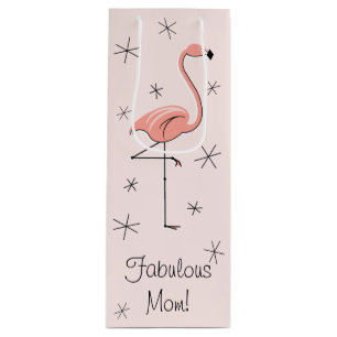 Flamingo Pink 'Fabulous Mum!' gift bag bottle