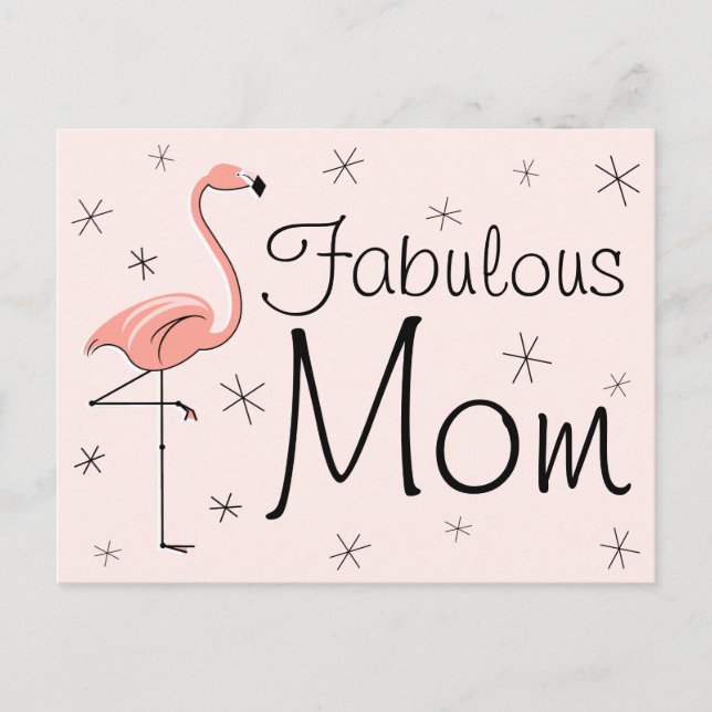 Flamingo Pink "Fabulous Mum" postcard (Front)