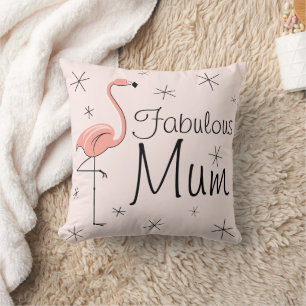 Flamingo Pink 'Fabulous Mum' throw pillow