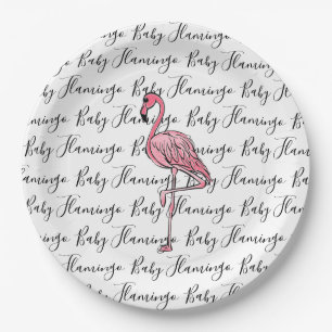 Flamingo   pink flamingo, pink tropical bird  paper plate