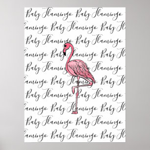 Flamingo pink flamingo, pink tropical bird poster