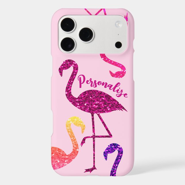 Flamingo pink glitter sparkles Personalise (Back)