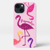 Flamingo pink glitter sparkles Personalise