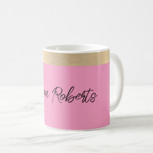 Flamingo Pink Gold Foil Rustic Faux Coffee Mug