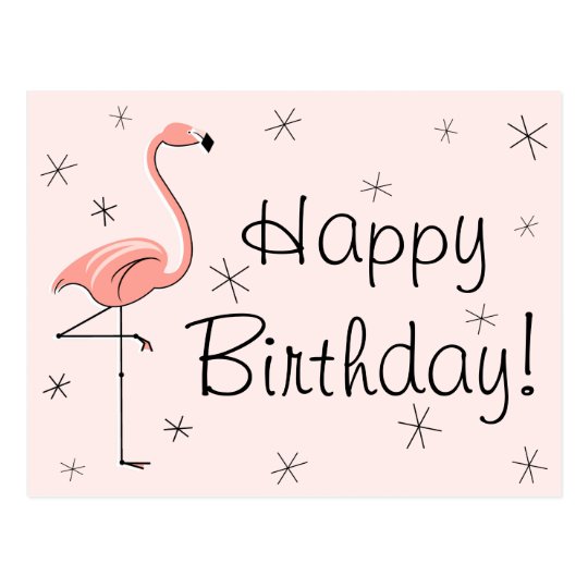 Flamingo Pink Happy Birthday Postcard Zazzle Co Uk