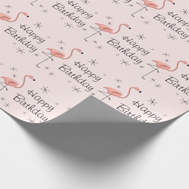Flamingo Pink 'Happy Birthday' wrapping paper (Corner)