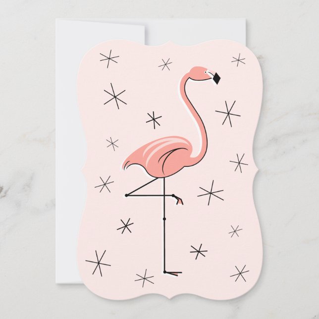 Flamingo Pink invitation bracket vertical (Front)