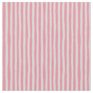 Flamingo Pink & Light Gray Wonky Stripes Fabric