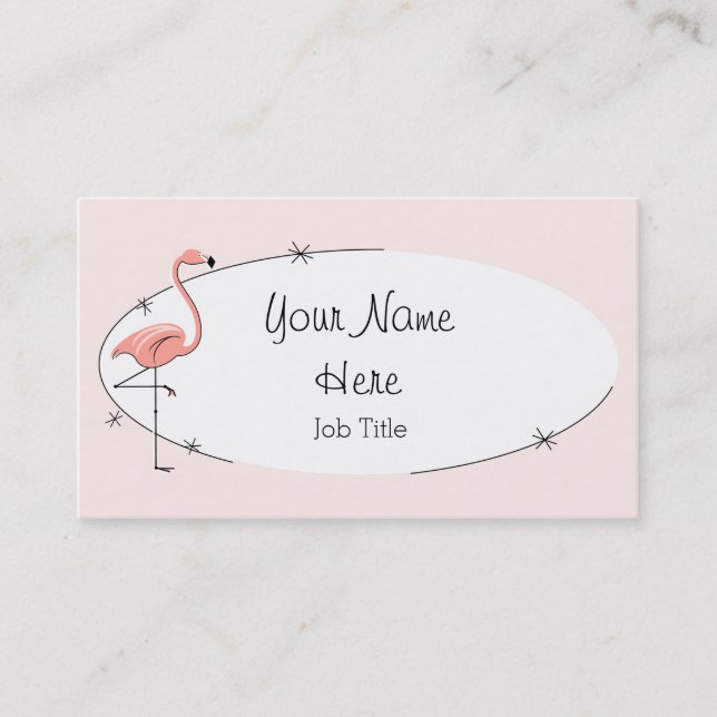 Flamingo Pink oval business card (Front)