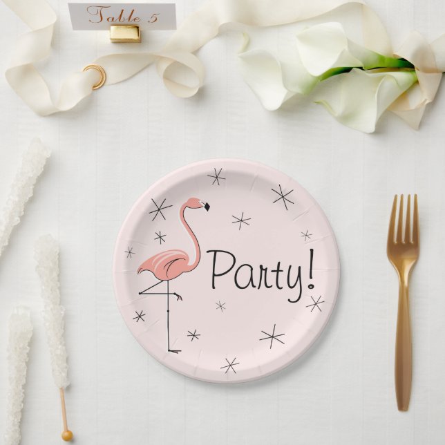 Flamingo Pink Party! paper plate (Wedding)