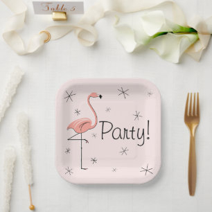Flamingo Pink Party! square Paper Plate
