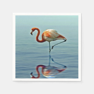 Flamingo Pink Reflection Wildlife Photo Napkin