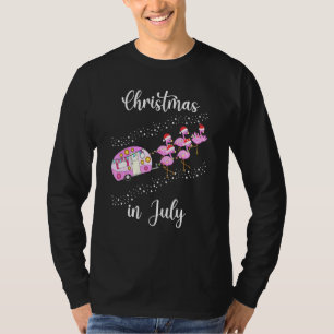 Flamingo Pink Retro Camping Car Christmas In July T-Shirt