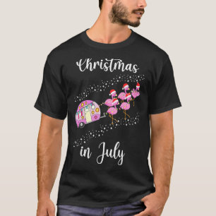 Flamingo Pink Retro Camping Car Christmas In July T-Shirt