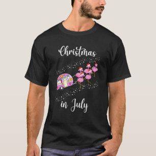 Flamingo Pink Retro Camping Car Christmas In July T-Shirt