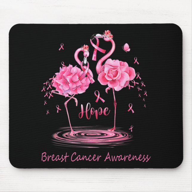Flamingo Pink Ribbon Butterflies Breast Cancer Awa Mouse Mat (Front)