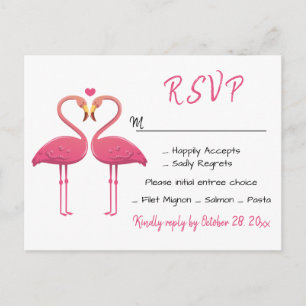 Flamingo Pink RSVP Wedding Tropical Luau Beach Invitation Postcard