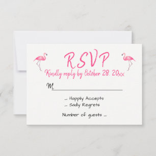 Flamingo Pink RSVP Wedding Tropical Party Beach Card
