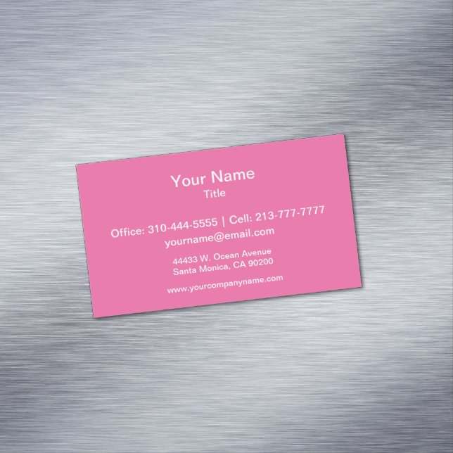 Flamingo Pink Solid Colour Magnetic Business Card (In Situ)