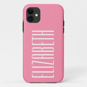 Flamingo Pink Solid Colour   Minimalist Name iPhone 11 Case
