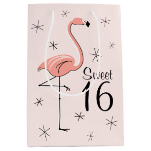 Flamingo Pink 'Sweet 16' gift bag medium
