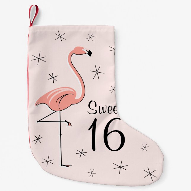 Flamingo Pink Sweet 16 stocking one sided (Front)