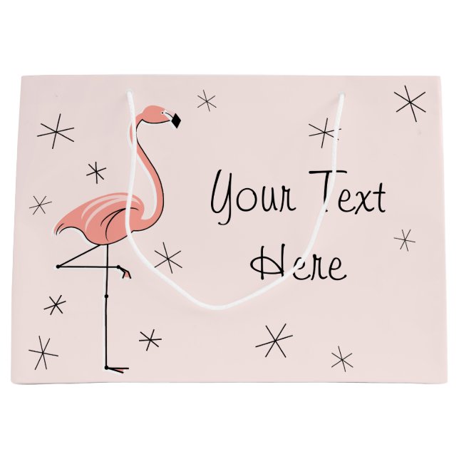 Flamingo Pink 'Text' gift bag large (Front)