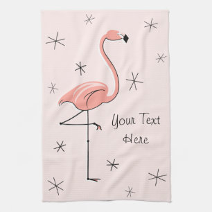 Flamingo Pink Text kitchen towel