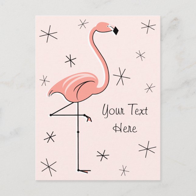 Flamingo Pink Text vertical postcard (Front)