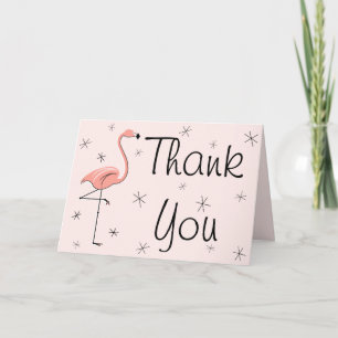 Flamingo Pink Thank You greetings card