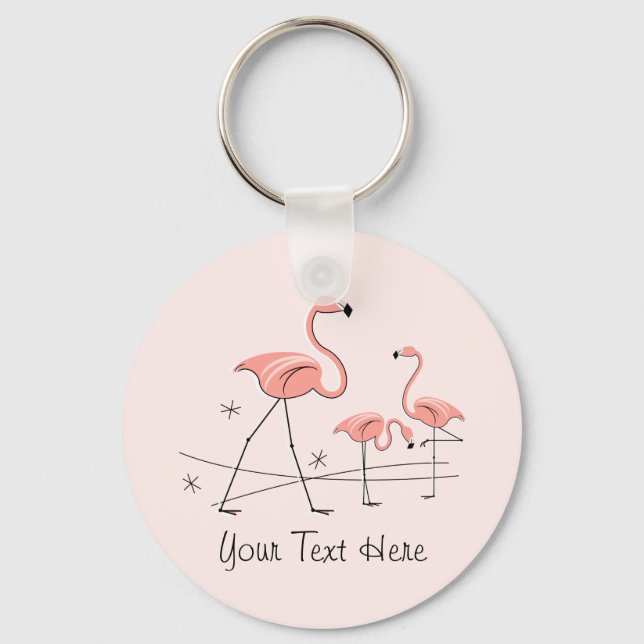 Flamingo Pink Trio 2 Text key chain (Front)