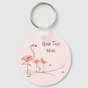 Flamingo Pink Trio 4 Text key chain