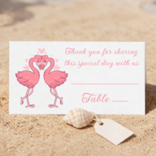Flamingo Pink Tropical Beach Wedding Escort Place Card