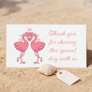 Flamingo Pink Tropical Beach Wedding Thank You Place Card