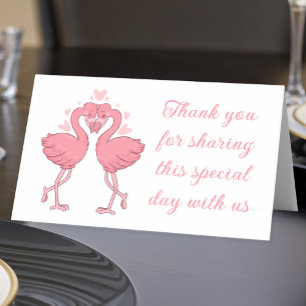 Flamingo Pink Tropical Beach Wedding Thank You Place Card