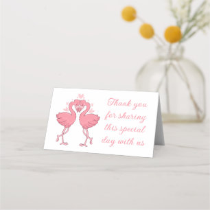 Flamingo Pink Tropical Beach Wedding Thank You Place Card