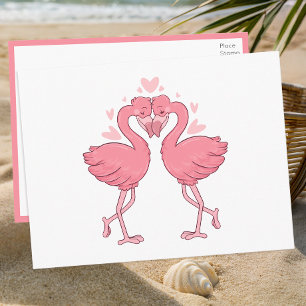 Flamingo Pink Tropical Beach Wedding Thank You Postcard