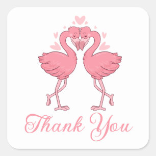 Flamingo Pink Tropical Beach Wedding Thank You Square Sticker