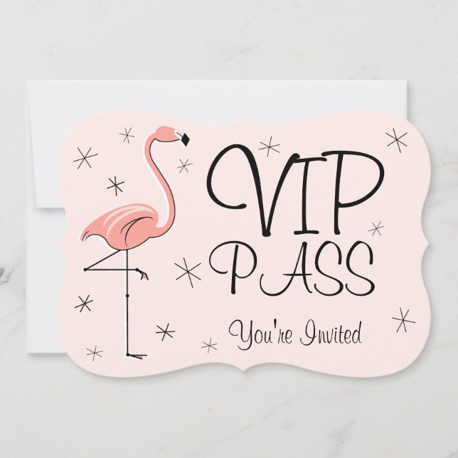Flamingo Pink 'VIP PASS' invitation bracket (Front)
