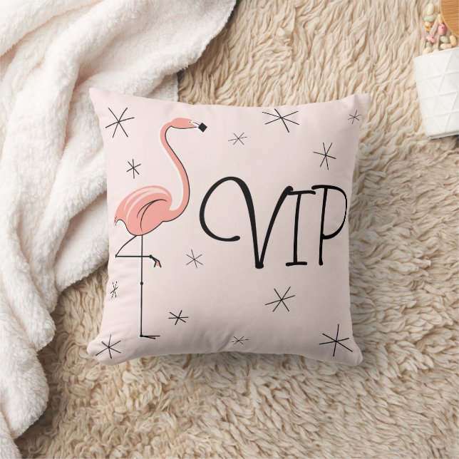 Flamingo Pink 'VIP' throw pillow (Blanket)